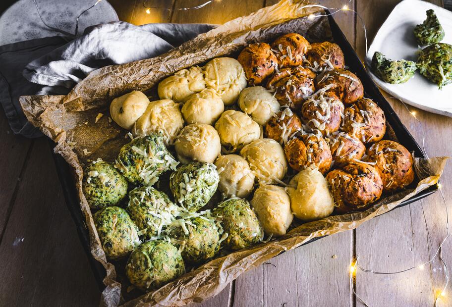 Tricolore Monkey Bread vom Blech