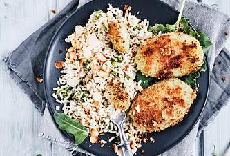 Kohlrabischnitzel mit Reissalat