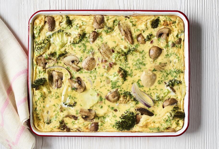Schnelle Pilz-Frittata vom Blech