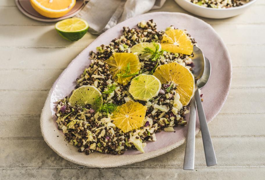 Linsensalat mit Zitrusfrüchten