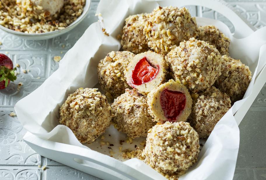 Quarkknödel mit Erdbeeren