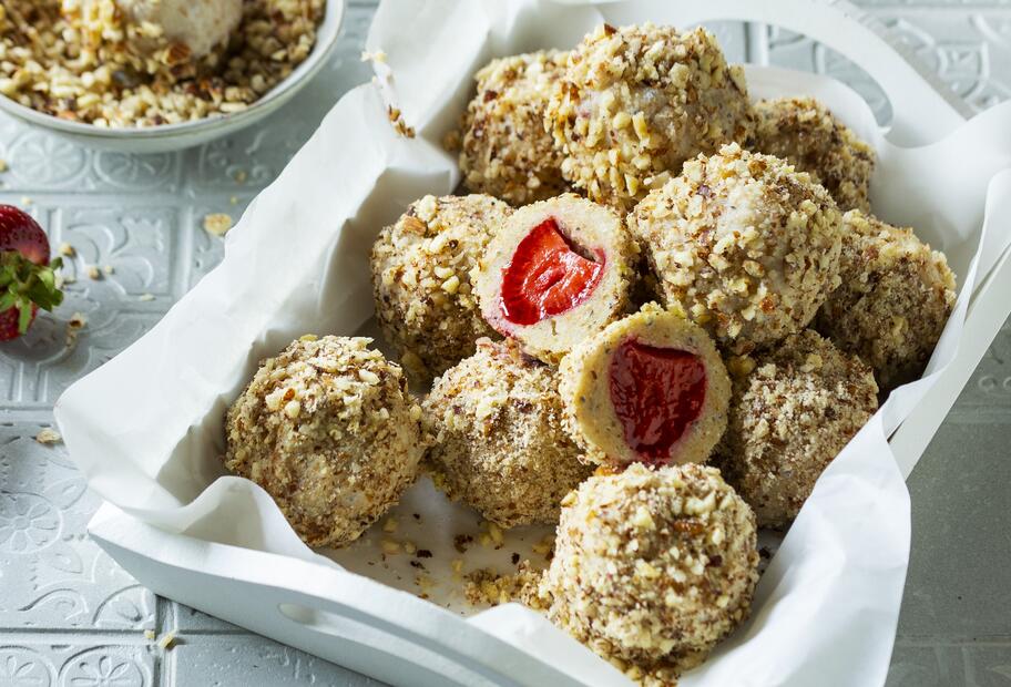 Quarkknödel mit Erdbeeren