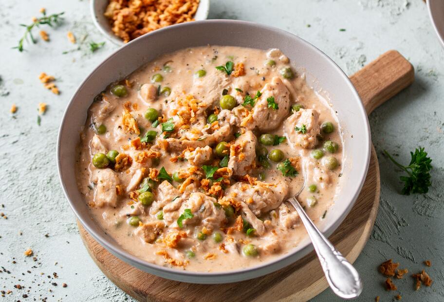 20-Minuten-Hähnchen-Erbsen-Pfanne