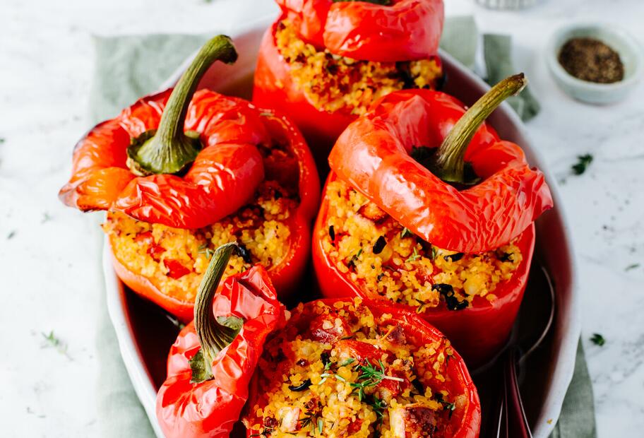 Gefüllte Paprika mit Bulgur und Halloumi für den Thermomix®
