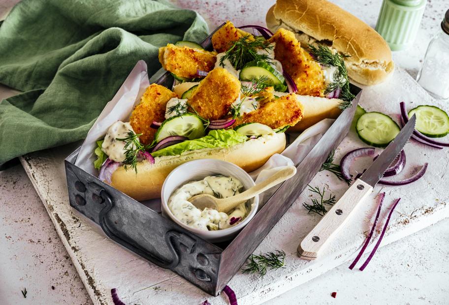 Schnelle Fischstäbchen Hot Dogs