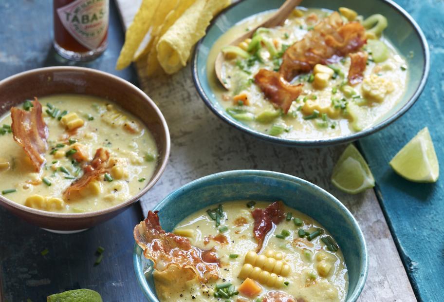Maiscremesuppe mit Bacon
