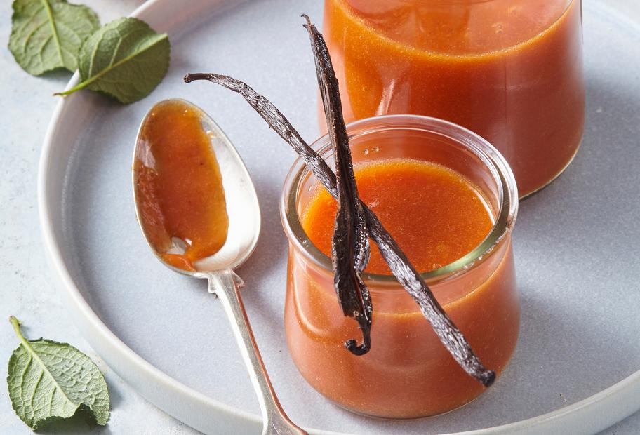Pfirsich-Vanille-Samt mit wenig Zucker