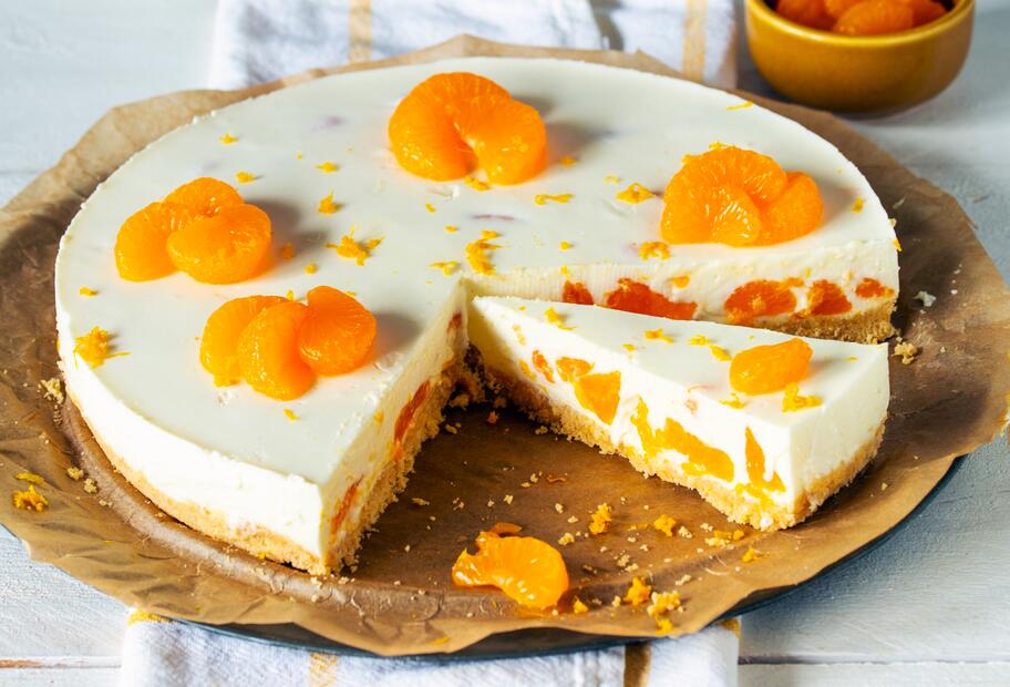 No-Bake-Philadelphia-Torte mit Mandarinen