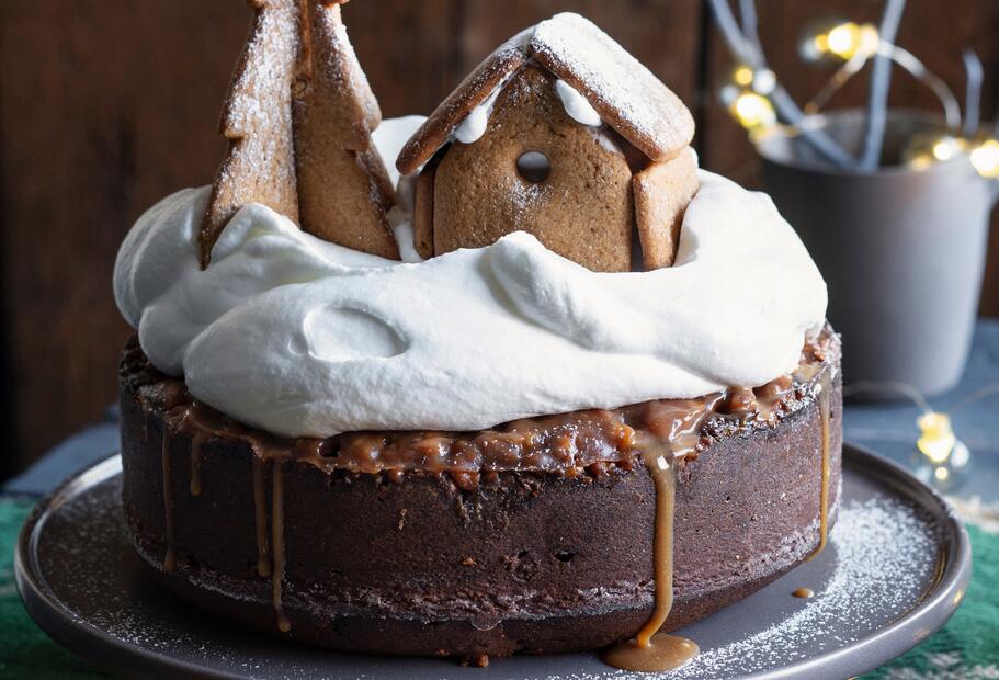 Schokoladenkuchen mit Nuss-Karamell