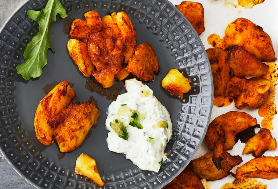Quetschkartoffeln mit Quark-Dip
