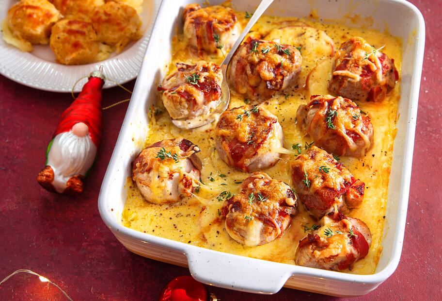 Bacon-Medaillons in Dijonsoße