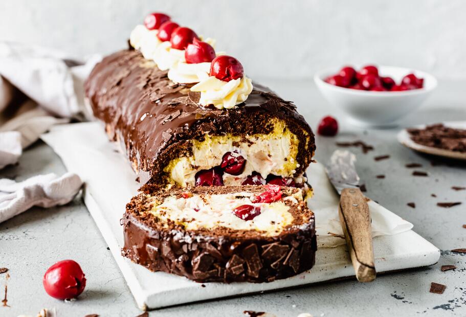 Donauwelle Biskuitrolle mit dem Thermomix®