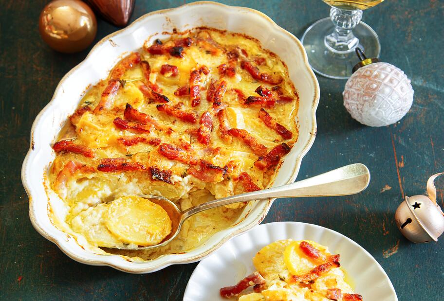 Kartoffel-Brie-Gratin mit Bacon