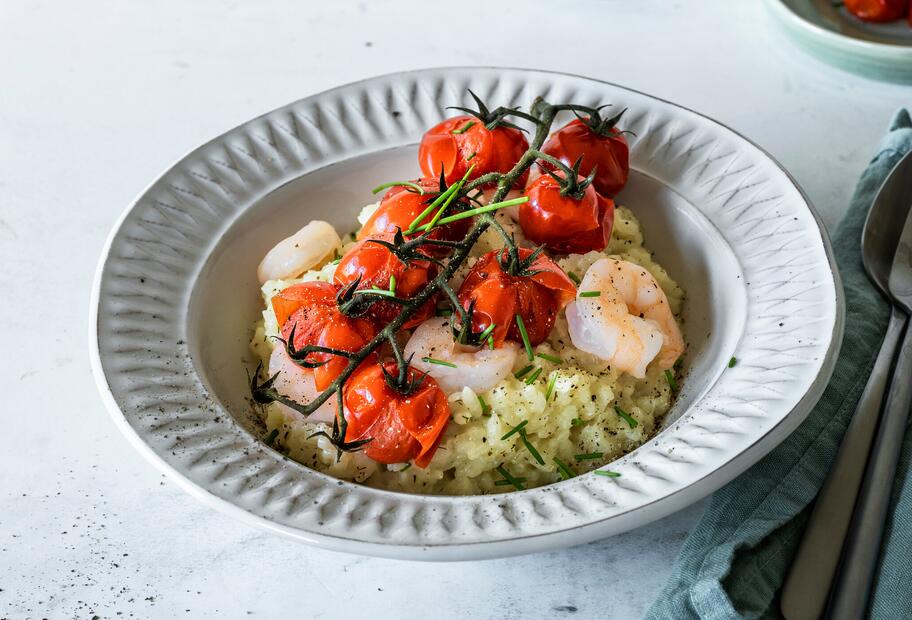 Mediterranes Risotto mit Garnelen