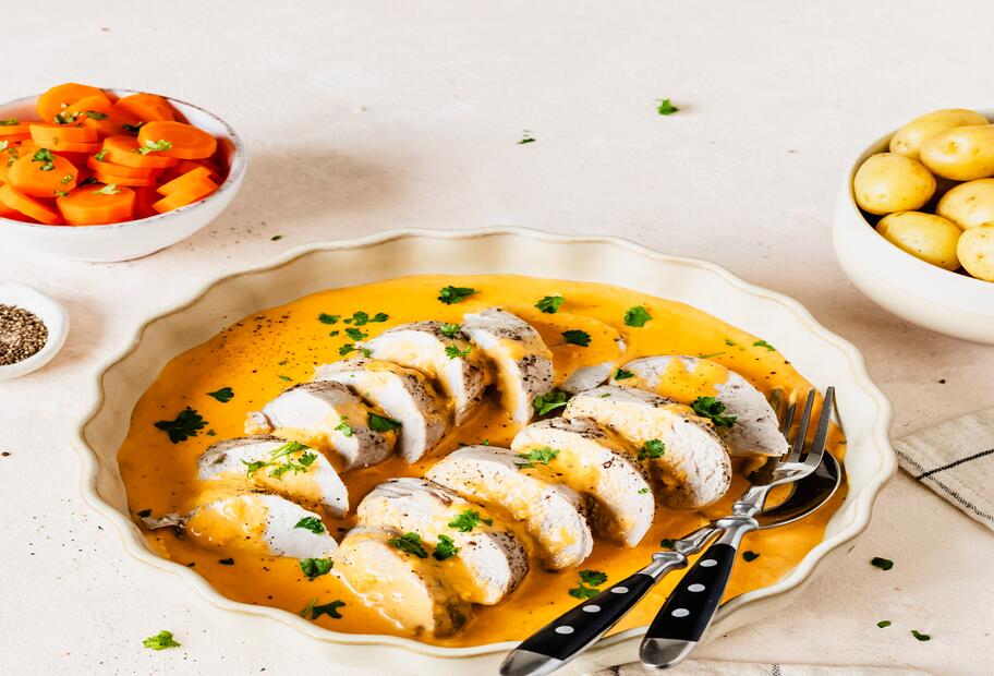 Schweinefilet mit Curry-Sahne-Soße für den Thermomix®