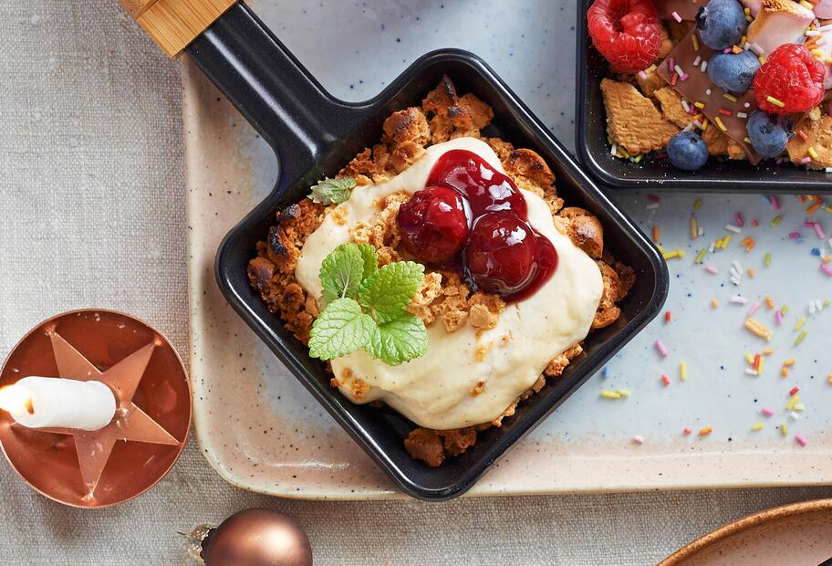 Cheesecake-Pfännchen mit Kirschkompott