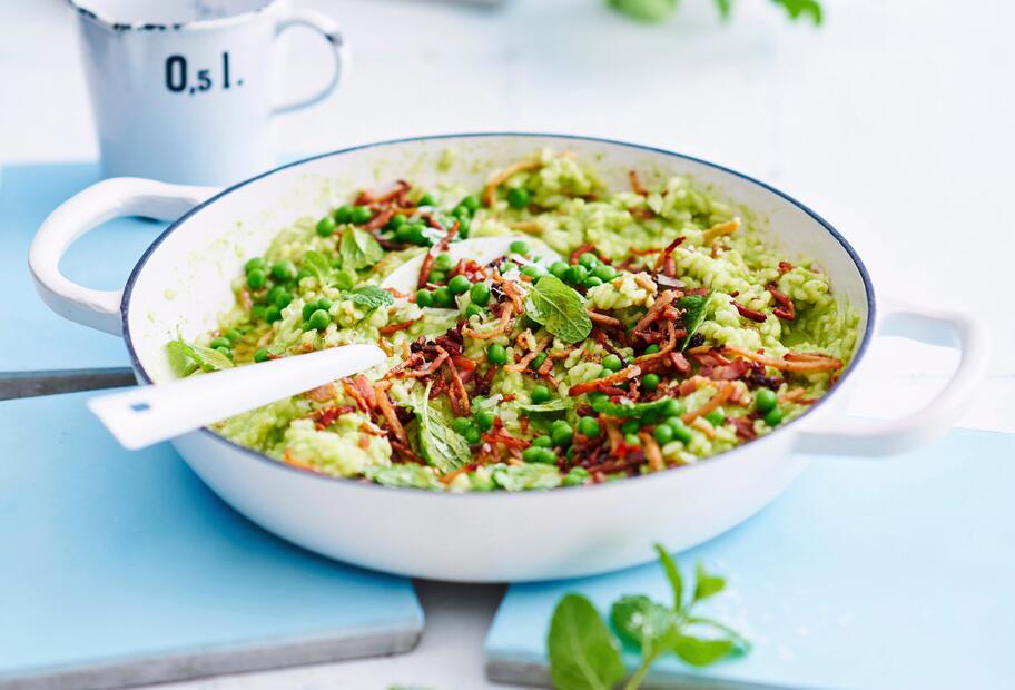 Erbsenrisotto mit Minze