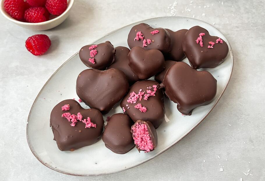 Himbeer-Kokos-Herzen