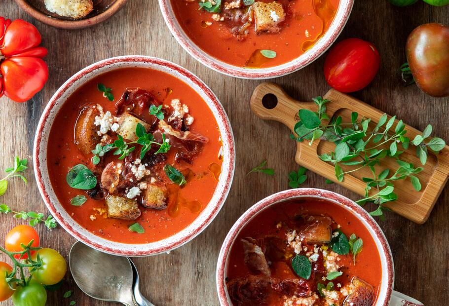 Schnelle Tomatensuppe Greek-Style