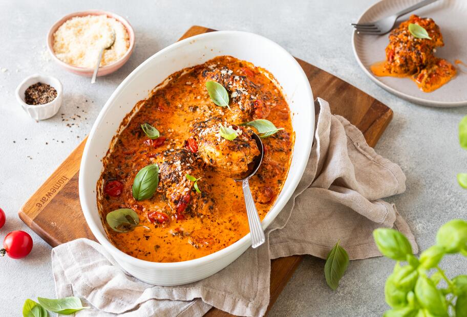 Hähnchen in cremiger Tomaten-Sahne-Soße