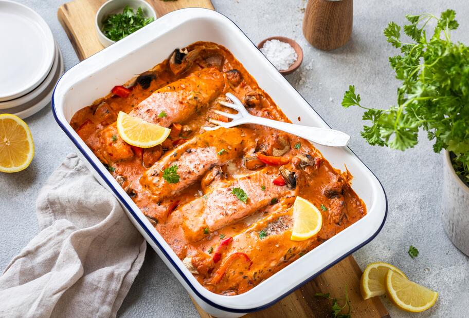 Zartes Lachsfilet aus dem Backofen