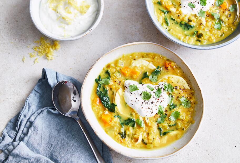 Schnelle Linsensuppe mit Hähnchen mit dem Thermomix® Schnelle Linsensuppe mit Hähnchen mit dem Thermomix®