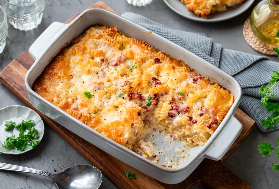 Carbonara-Auflauf ohne Vorkochen