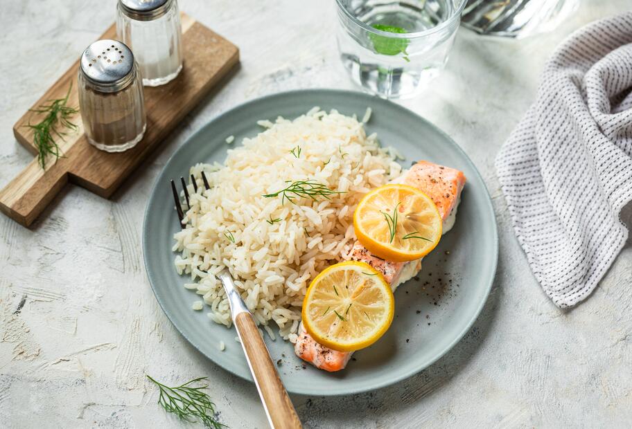 All-in-One-Lachs mit Reis
