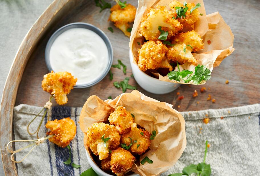 Blumenkohl-Bites mit 2-in-1-Dip
