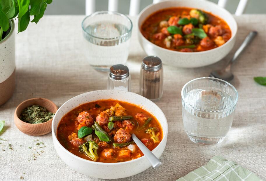 Gemüsesuppe mit Fleischbällchen