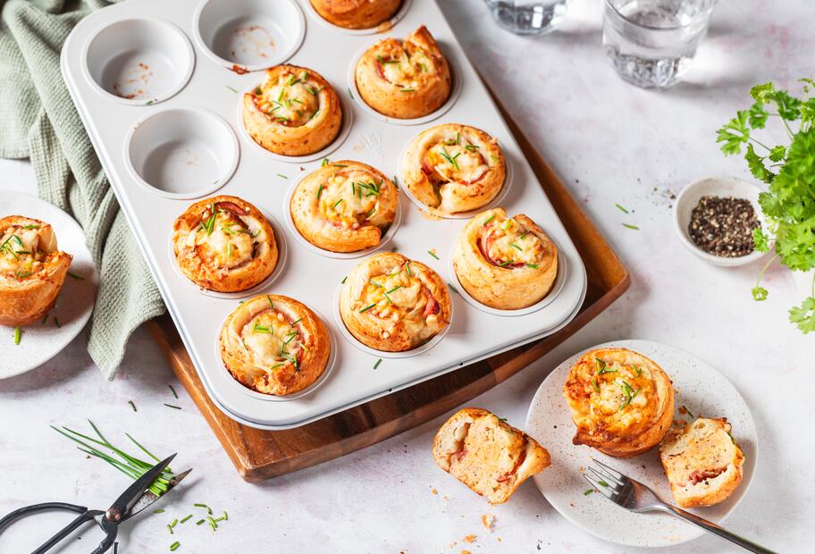Croissant-Muffins mit Rührei-Füllung
