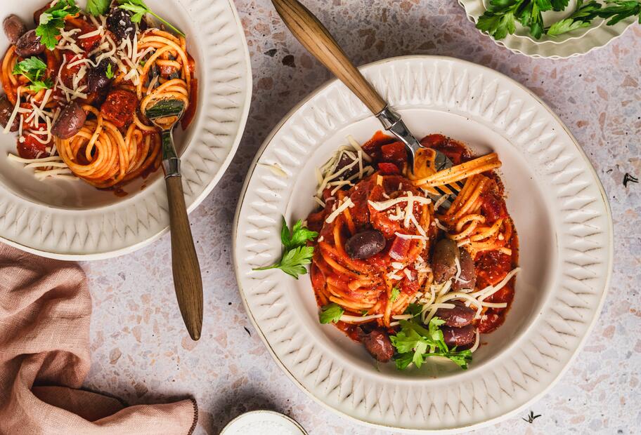 Pasta Diavolo mit Mozzarella