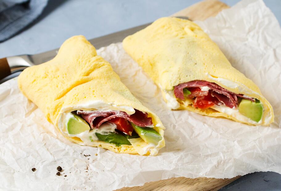 Eier-Wraps mit Avocado