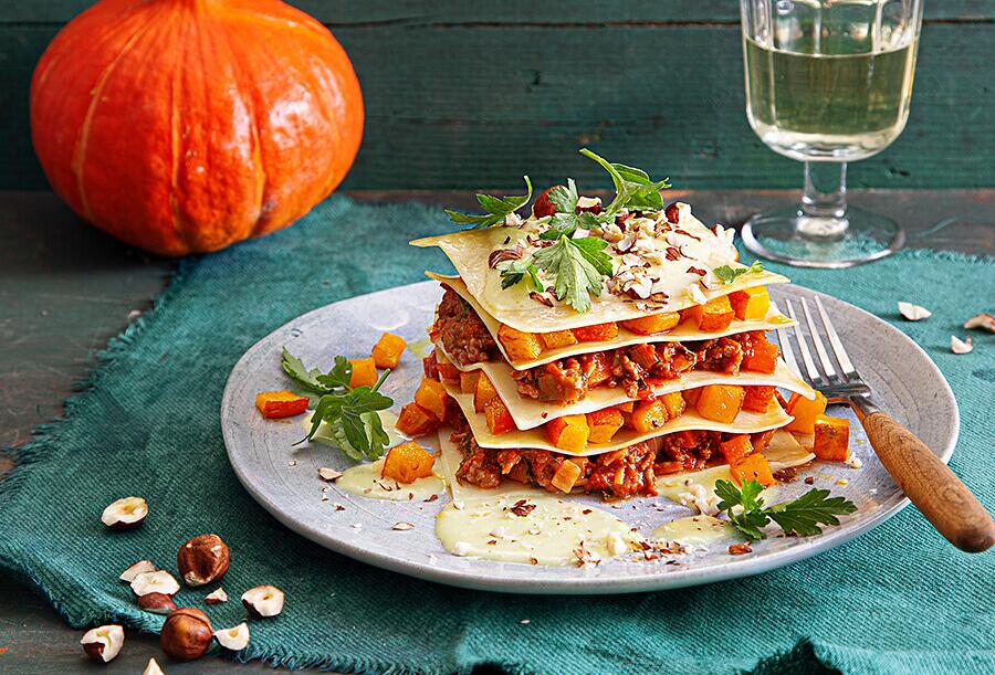 Tellerlasagne mit Kürbis