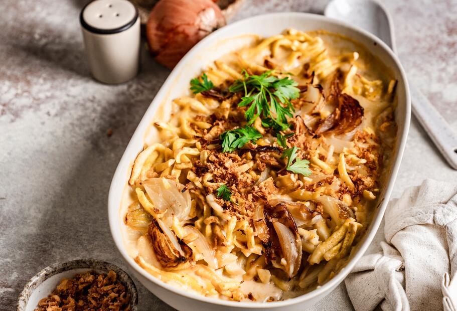 Spätzle-Auflauf "Cheese & Onion"