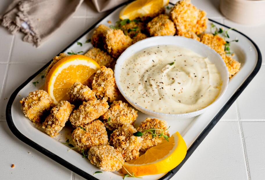 Tofu-Nuggets mit Joghurt-Orangen-Dip