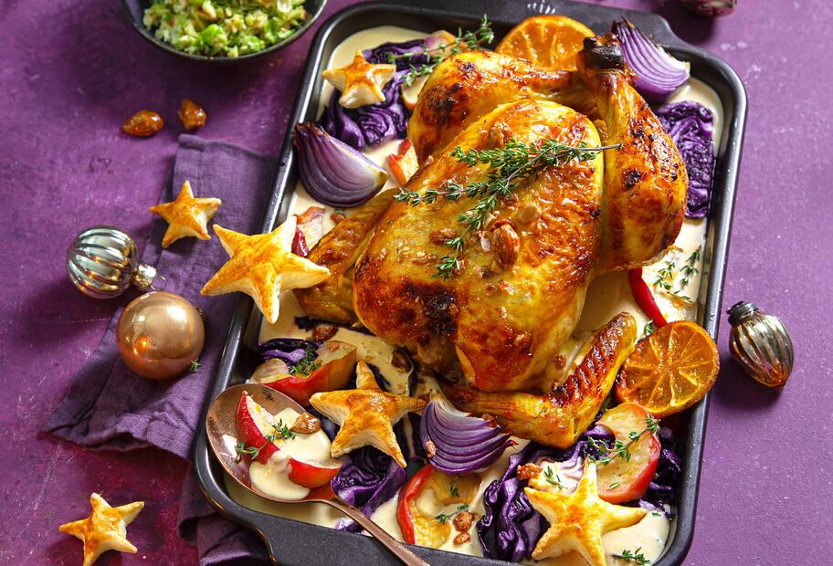 Weihnachtshähnchen mit Orangensahne