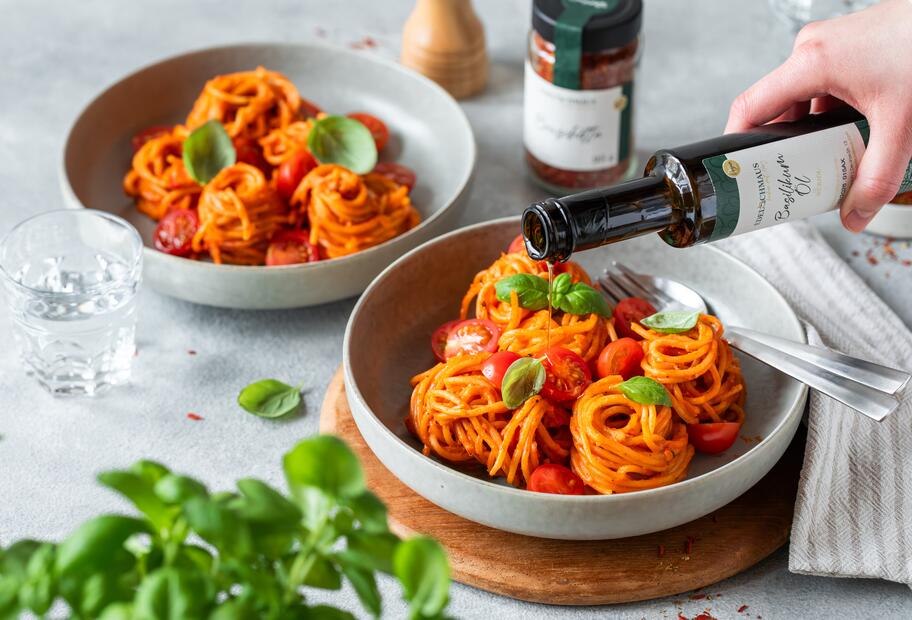 Cremige Bruschetta-Pasta