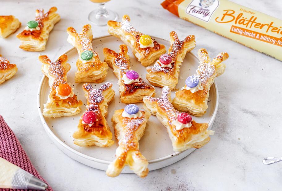 Blätterteig-Häschen mit Eierlikörcreme