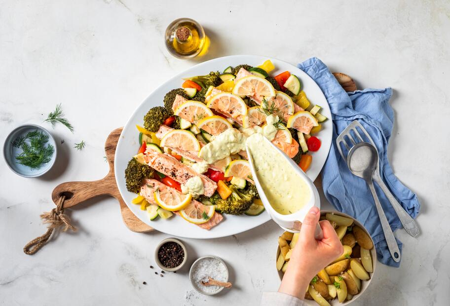 All-in-one-Lachs mit Honig-Senf-Soße im TM7