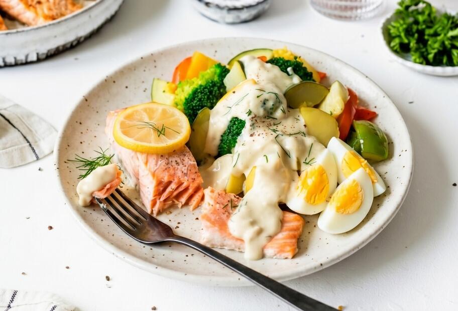 Low-Carb-Lachs mit Honig-Senf-Soße