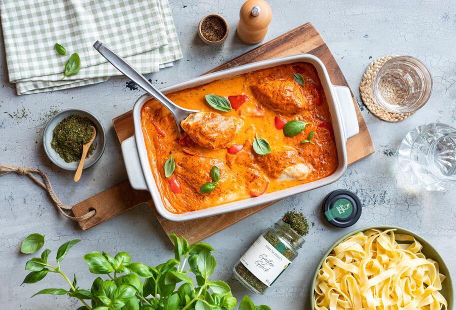 Schnelles Paprika-Rahm-Hähnchen