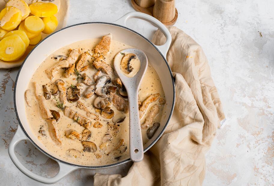 Schweinegeschnetzeltes mit Pilz-Rahm-Soße