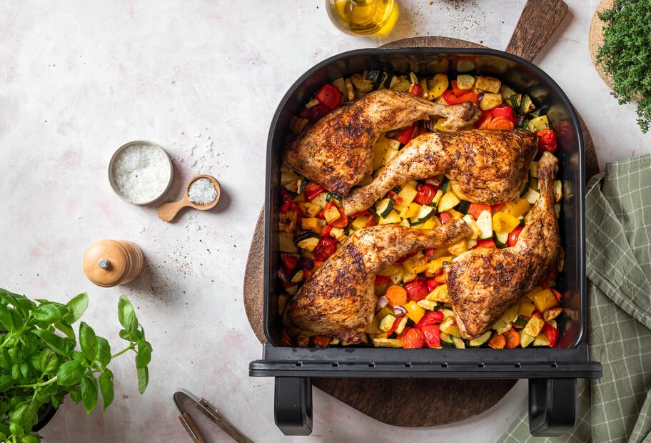 XXL-Hähnchen mit Gemüse im Airfryer