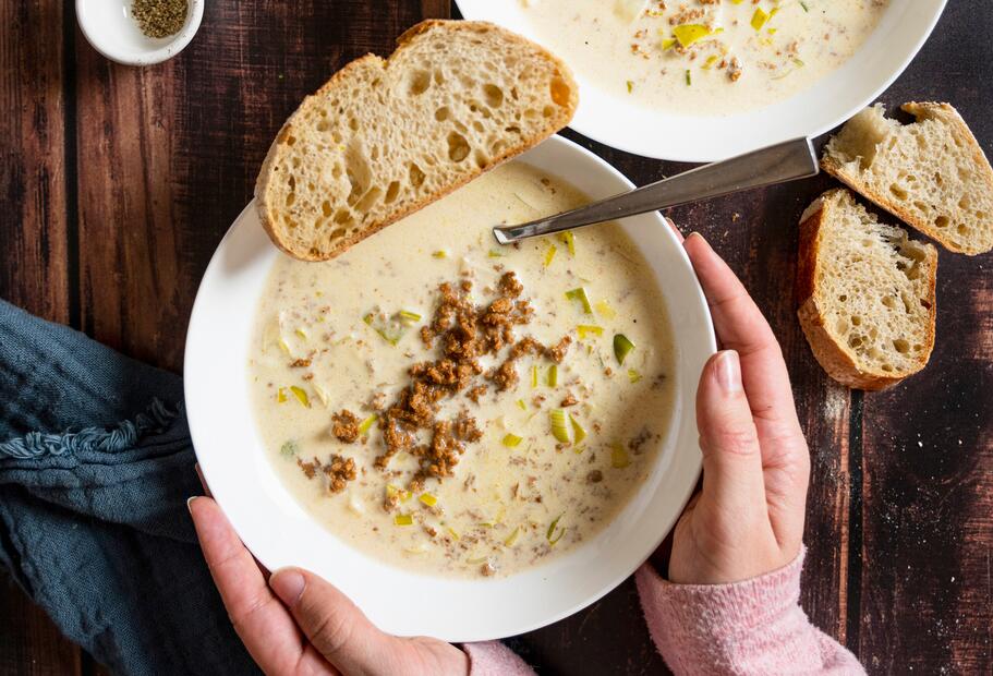 Die einfachste Käse-Hack-Lauch-Suppe im TM7