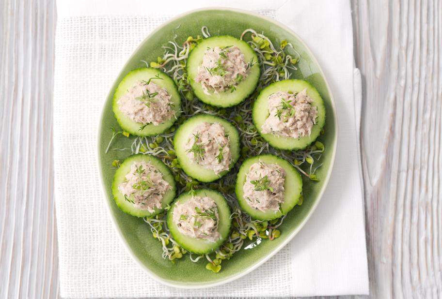 Thunfisch-Gurken-Nester auf Sprossensalat