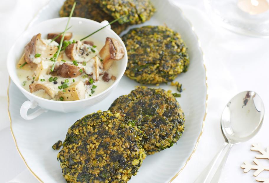 Grünkohlbratlinge mit Pilzrahm für den Thermomix®