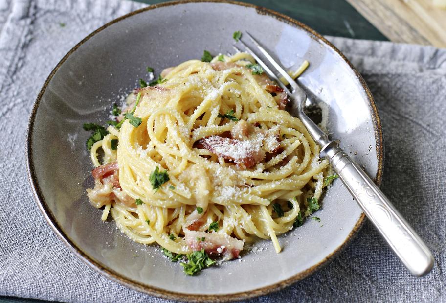 Spaghetti Carbonara im Thermomix® ohne Sahne|ZAUBERTOPF