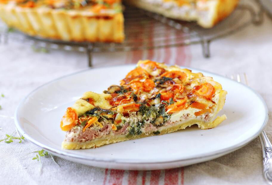 Hackfleisch-Karotten-Quiche mit Bergkäse für den Thermomix®