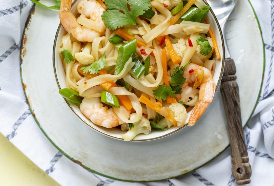 Reisnudelsalat mit Garnelen und Blumenkohl für den Thermomix®